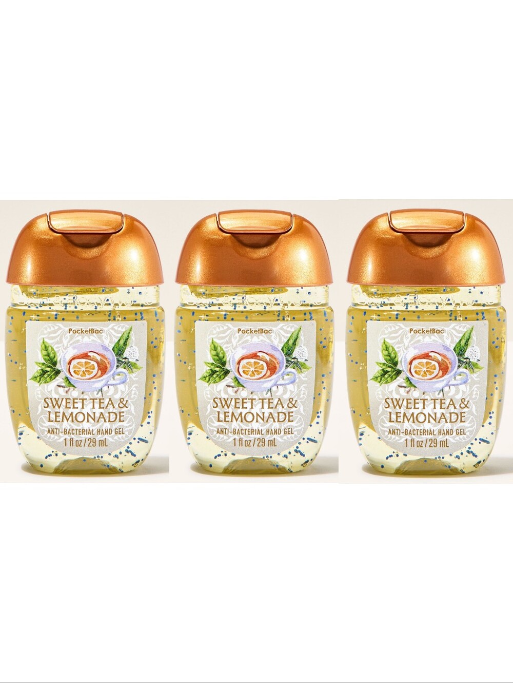 Bath Body Works Sweet Tea & Lemonade Anti-bacterial PocketBac Hand Gel Set of 3